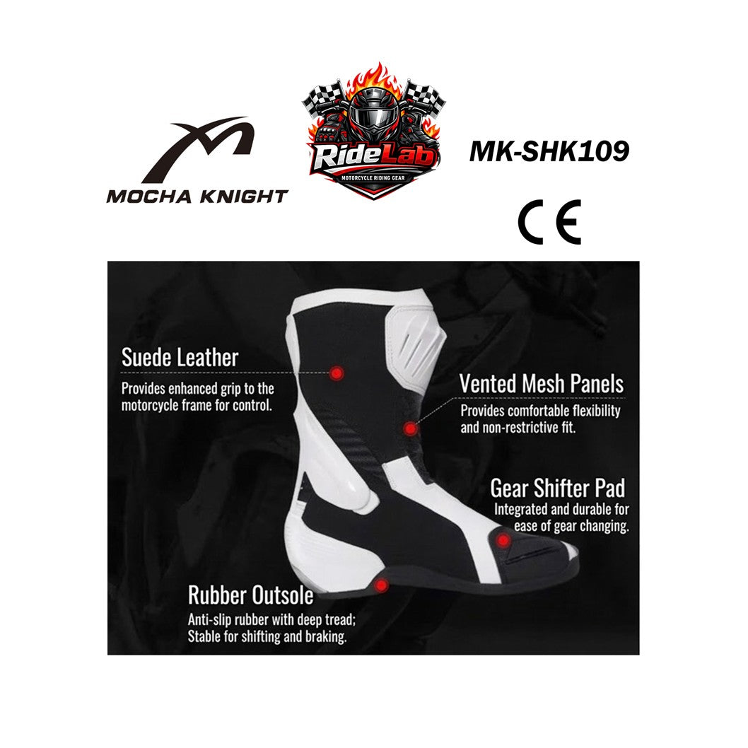 Mocha Knight MK-SHK109 Riding Shoes Racing Boots Protection Safety Boot Kasut Rider Motorcycle Ride
