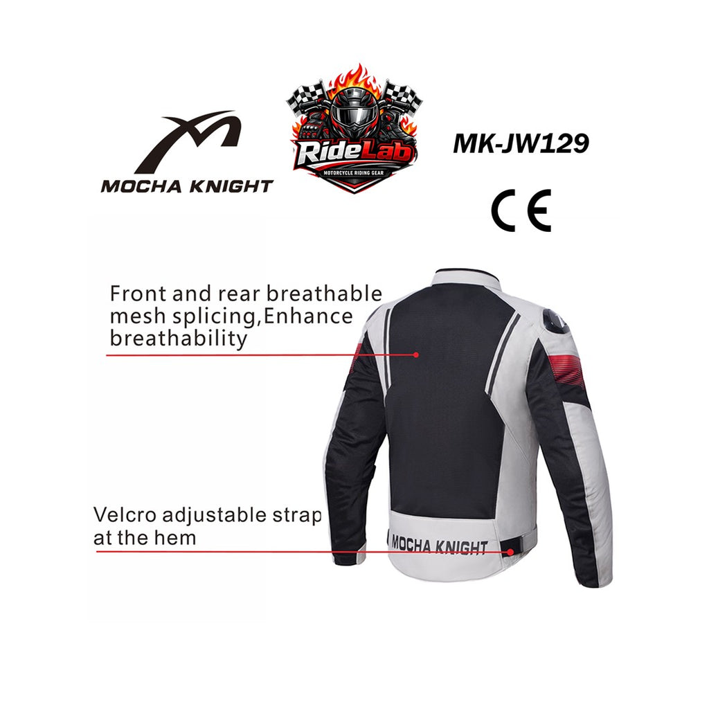 MOCHA KNIGHT MK-JW129 Riding Jacket CE Level 1 Mesh Motorcycle Jacket Water Resistant Inner Touring Biker