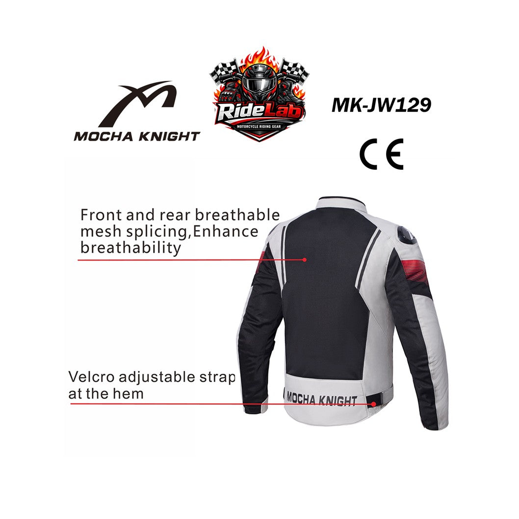 MOCHA KNIGHT MK-JW129 Riding Jacket CE Level 1 Mesh Motorcycle Jacket Water Resistant Inner Touring Biker