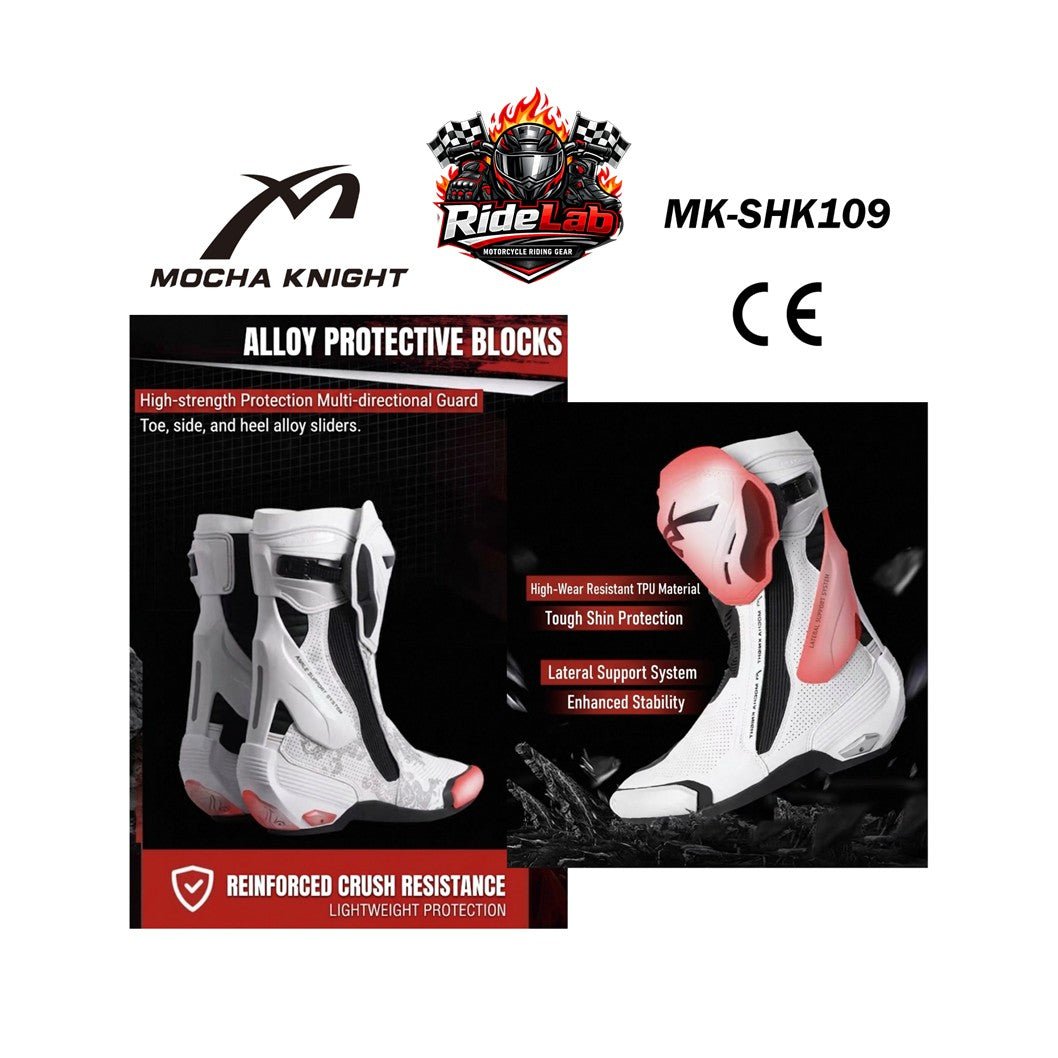 Mocha Knight MK-SHK109 Riding Shoes Racing Boots Protection Safety Boot Kasut Rider Motorcycle Ride