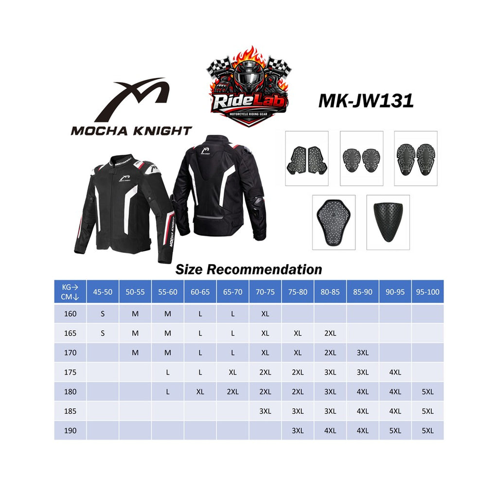 MOCHA KNIGHT MK-JW131 Riding Jacket Motorcycle CE Protection Racing Touring Jacket Water Resistant
