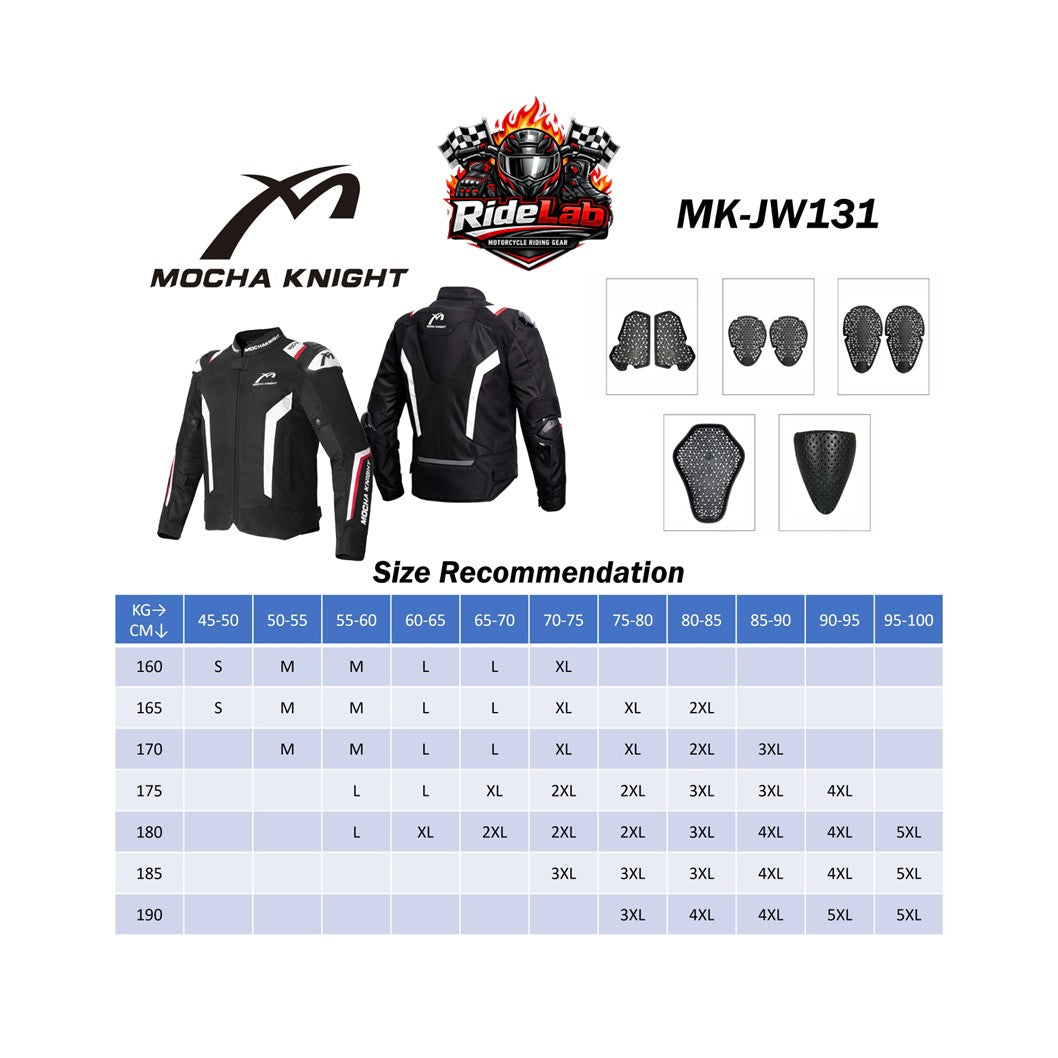 MOCHA KNIGHT MK-JW131 Riding Jacket Motorcycle CE Protection Racing Touring Jacket Water Resistant