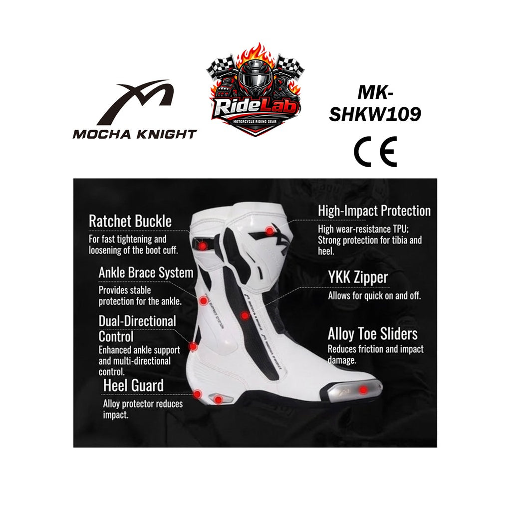 MOCHA KNIGHT MK-SHKW109 Riding Shoes Woman Lady Racing Boots Protection Safety Boot