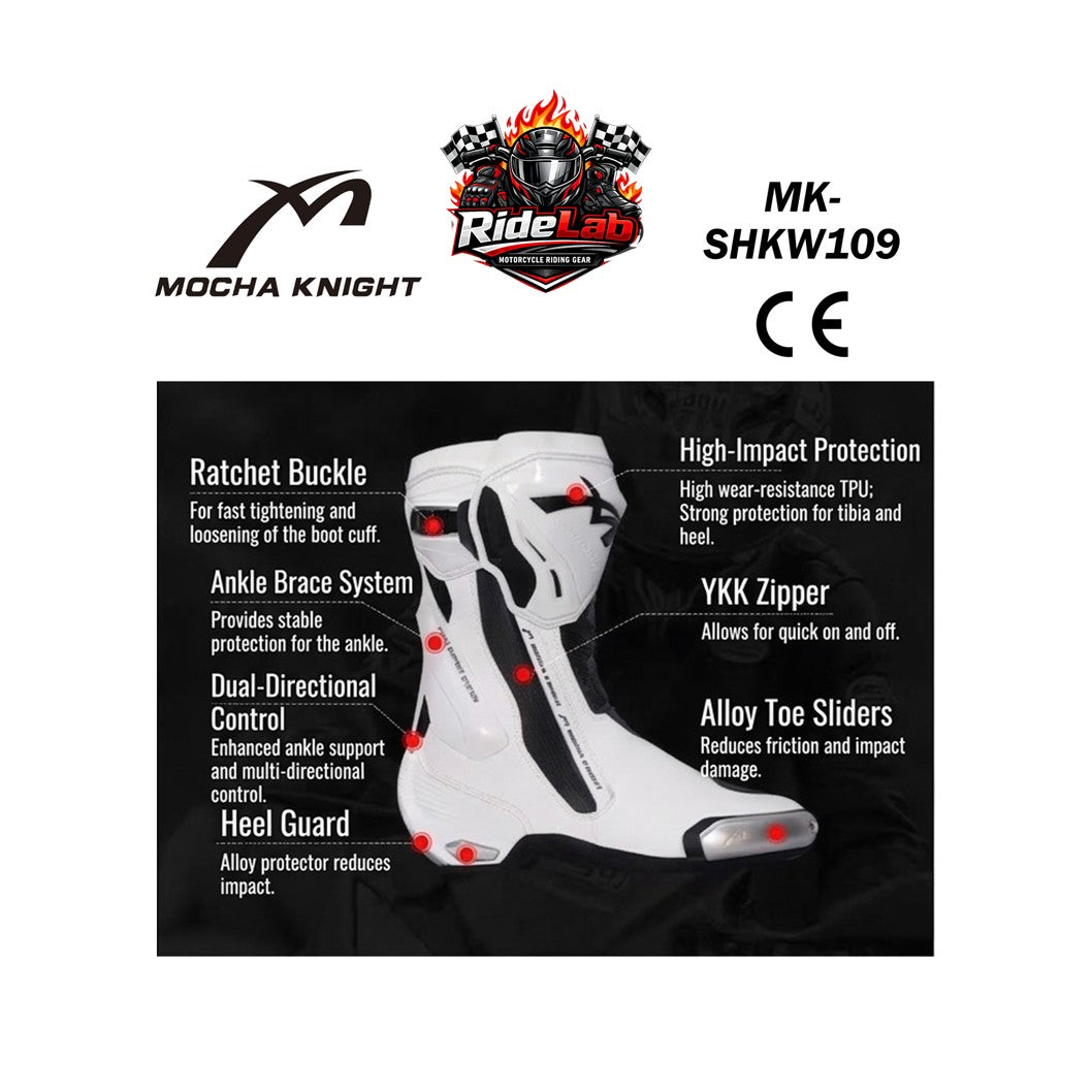 MOCHA KNIGHT MK-SHKW109 Riding Shoes Woman Lady Racing Boots Protection Safety Boot