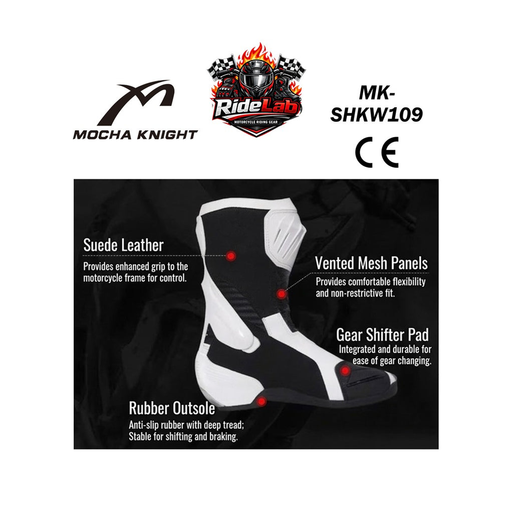 MOCHA KNIGHT MK-SHKW109 Riding Shoes Woman Lady Racing Boots Protection Safety Boot