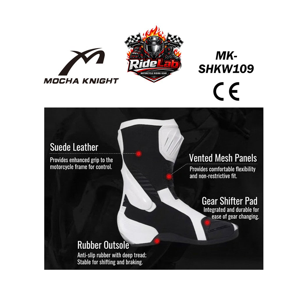 MOCHA KNIGHT MK-SHKW109 Riding Shoes Woman Lady Racing Boots Protection Safety Boot