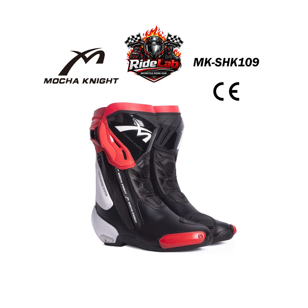 Mocha Knight MK-SHK109 Riding Shoes Racing Boots Protection Safety Boot Kasut Rider Motorcycle Ride