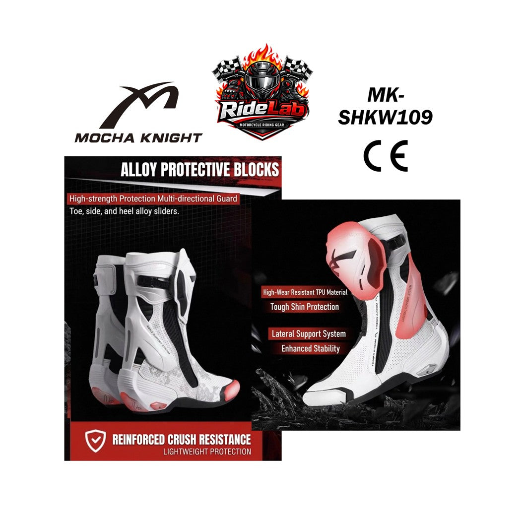 MOCHA KNIGHT MK-SHKW109 Riding Shoes Woman Lady Racing Boots Protection Safety Boot